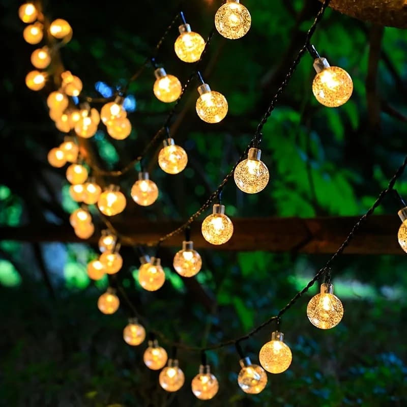 Luci a stringa solari a bolle, 8 modalità, impermeabili, per esterni, luci fatate per giardino, patio, matrimoni, decorazioni natalizie