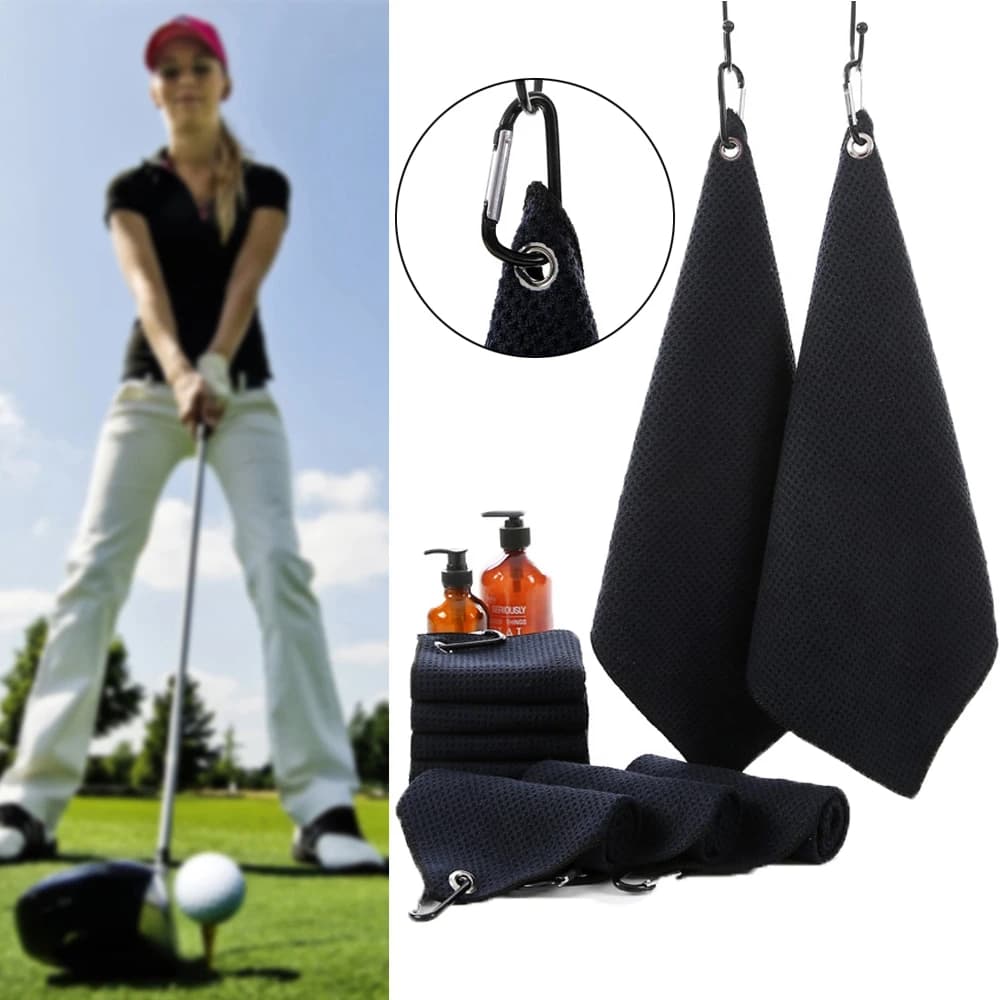 Asciugamano da golf ad alto assorbimento d'acqua con palline di cotone, pulisce le mazze con asciugamani per la pulizia del gancio con moschettone