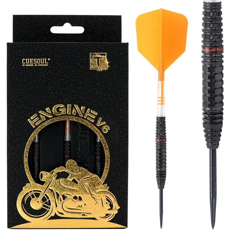 CUESOUL ENGINE V6 22g Punta in acciaio Set di freccette al 90% al tungsteno con vernice ad olio rifinita e unificante Volo in CARBONIO ROST T19
