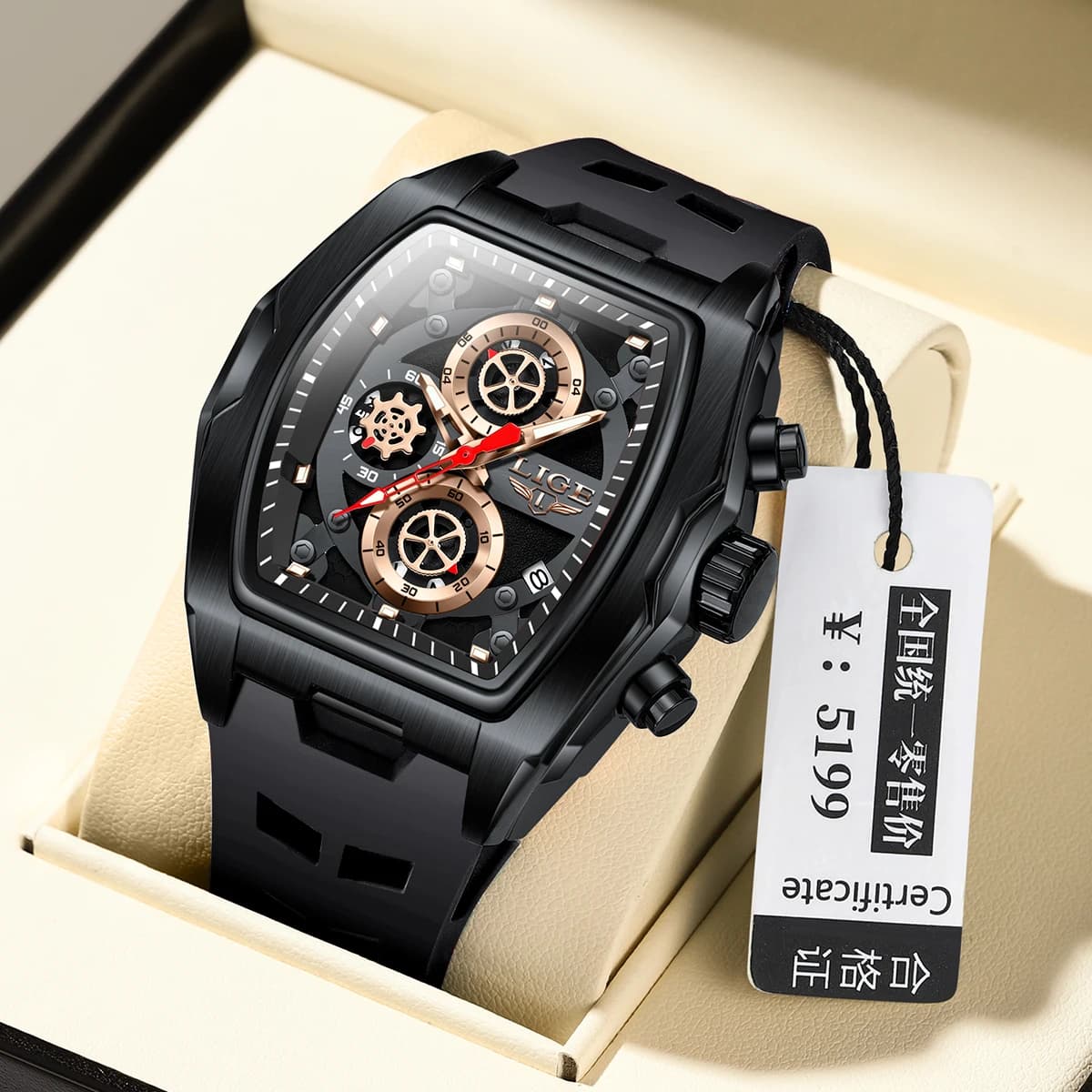 LIGE Hot Sale Fashion Men Quartz Watches Luxury Brand Resin case Sport Watches For Men Waterproof Chronograph Auto Date Clock
