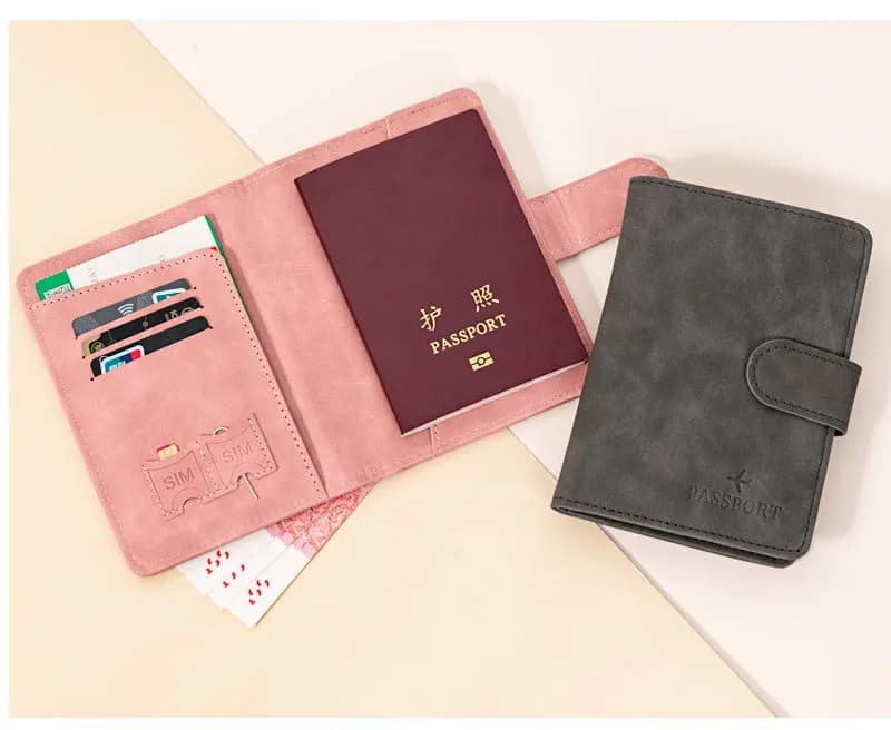 Porta passaporto da viaggio multifunzionale con fibbia magnetica, custodia per passaporto, etichetta per bagagli, archiviazione di biglietti aerei, sottile e leggero
