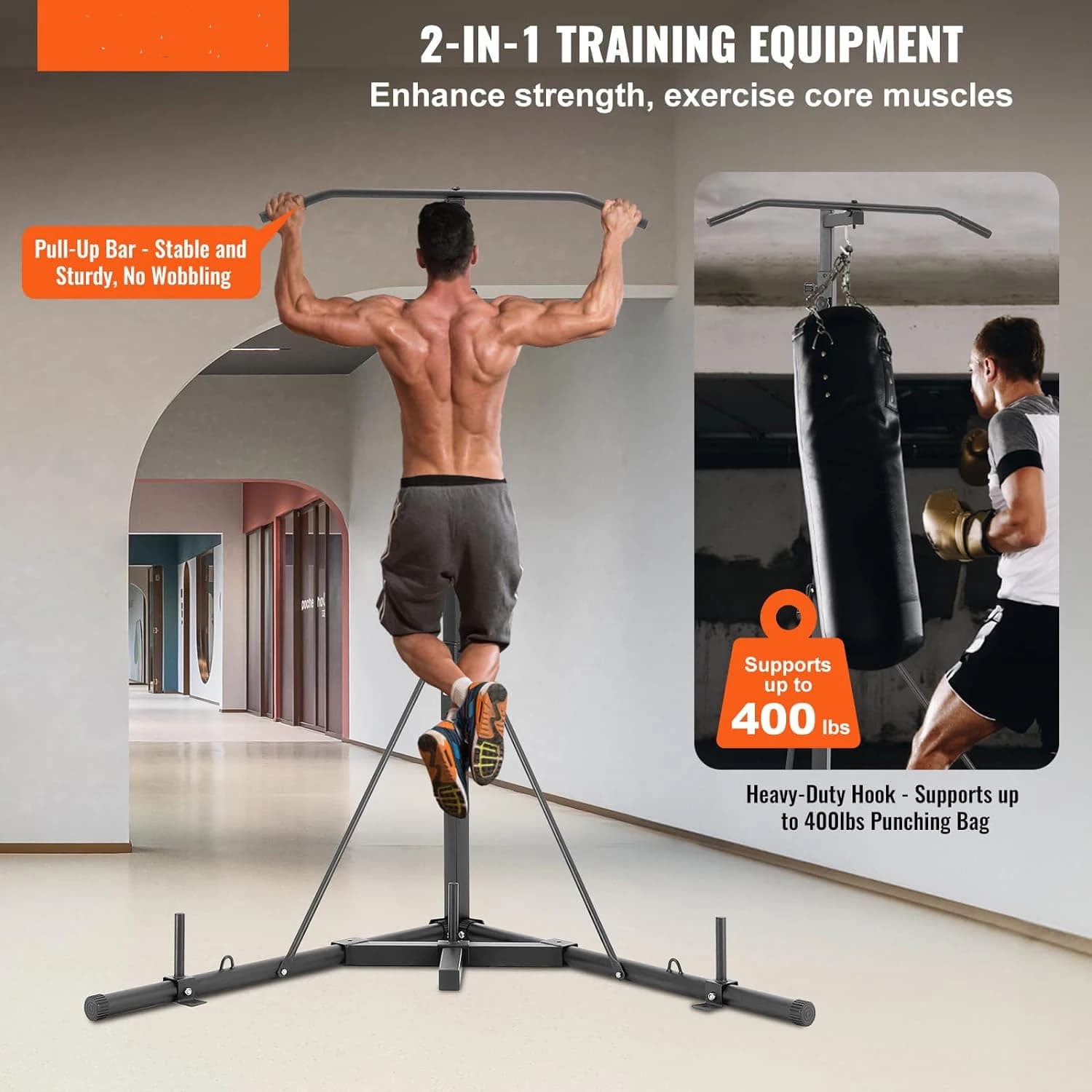Stainless Steel Box Rack Set for Adults with Fast Ball and Floor Boxing Bag for Exercises