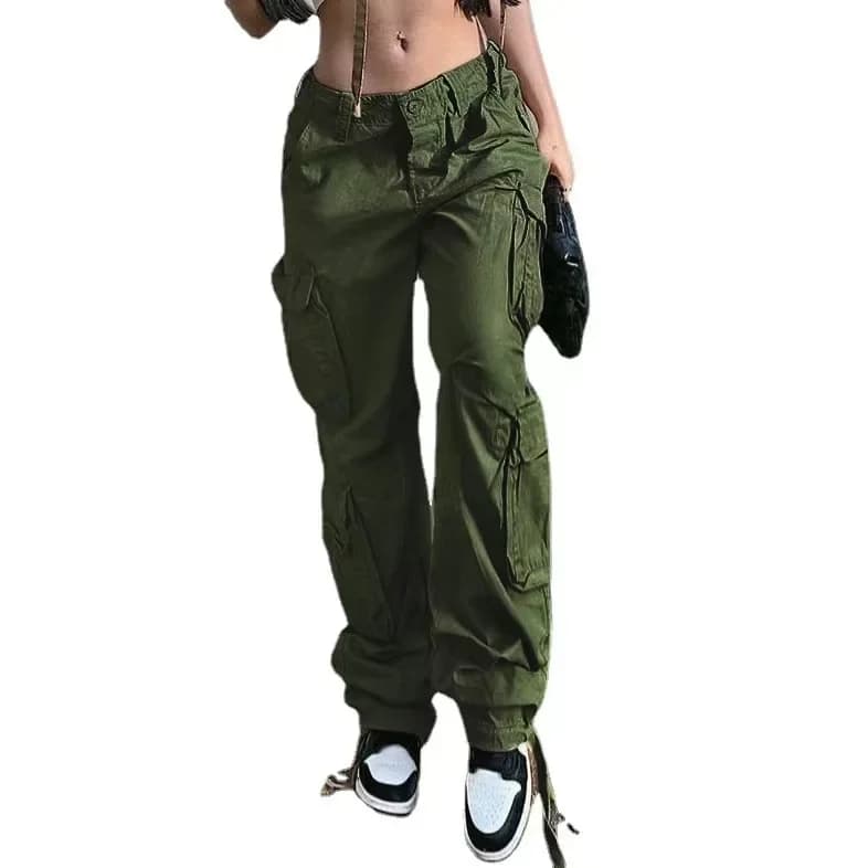 Pantaloni cargo larghi Jeans a vita bassa Vintage Donna Hip Hop Y2K Multi tasche Jeans 2024 Autunno Streetwear Pantaloni Tute