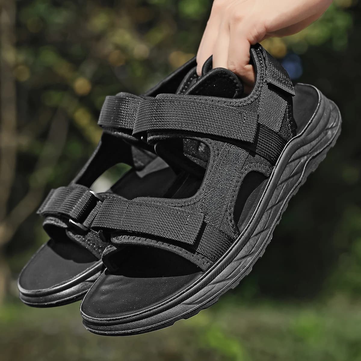 Men Velcro Platform Sandals Fashion Leisure Beach Holiday Sandals Lightweight Shoes Summer Outdoor Comfortable Casual Sandals