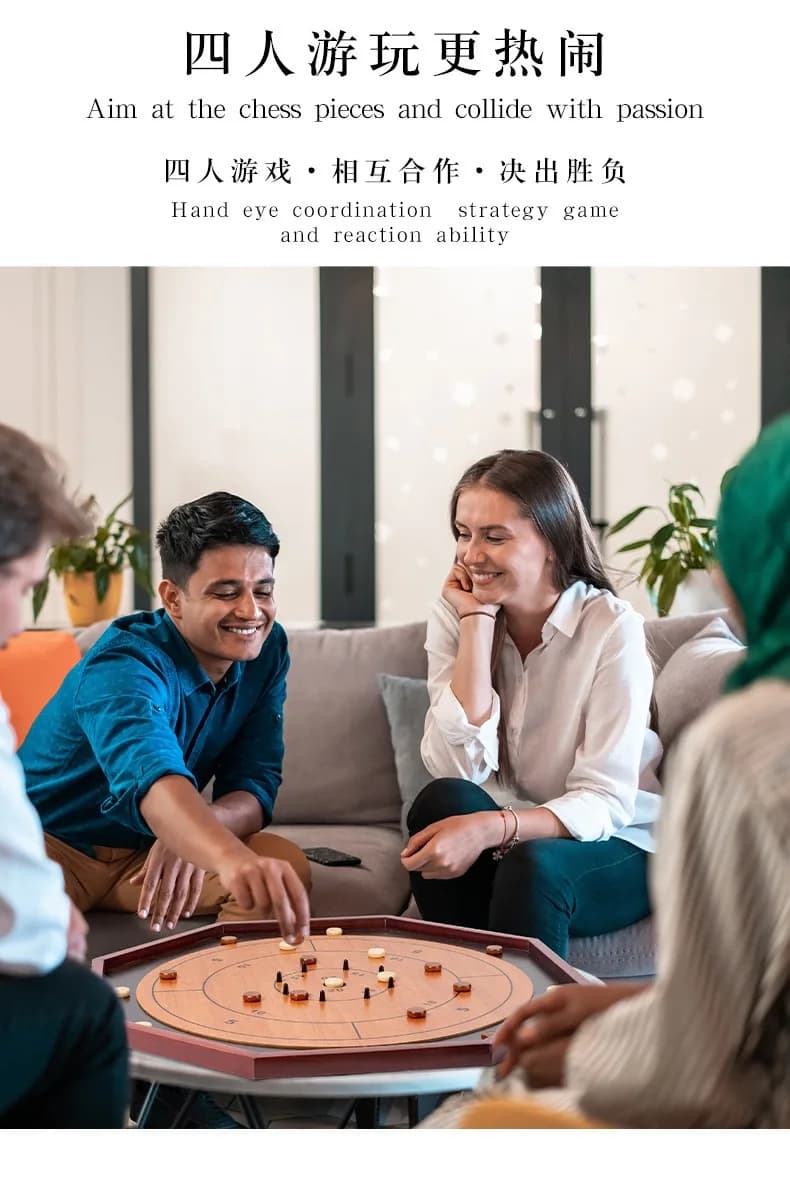 Tavolo da Crokinole in Legno Massello con Dischi Canadesi, Set Interattivo da Tavolo 2-in-1 con Backgammon, per il Tempo Libero Domestico
