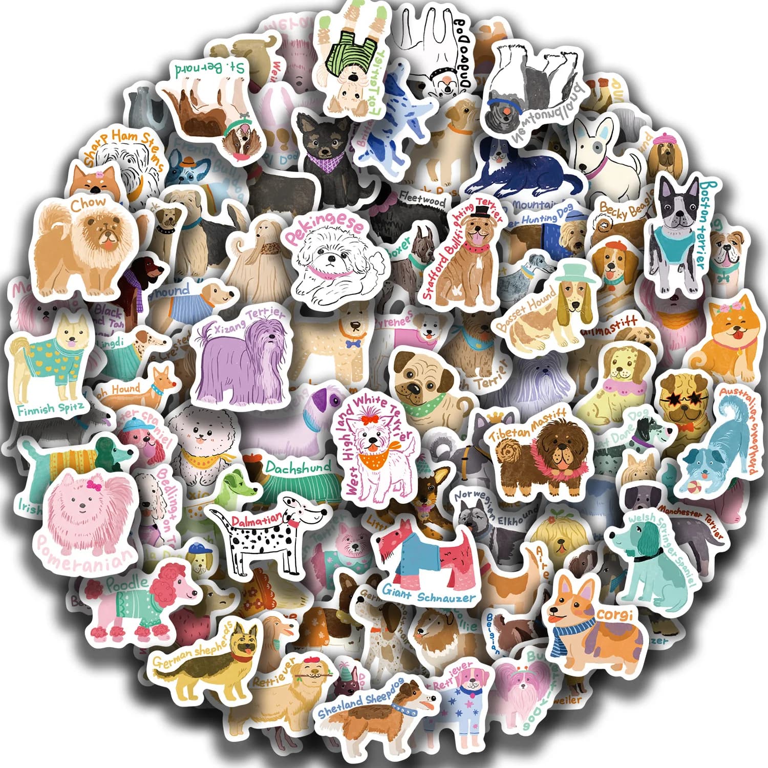 100/200/300PCS Cute Dog Series Graffiti Adesivi Telefono Computer portatile Pad Decalcomania Tazza di cancelleria Bagagli Impermeabile Piccolo adesivo