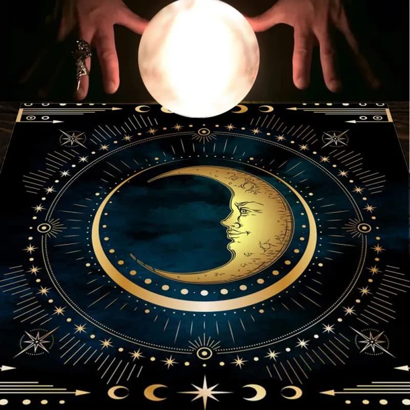 Affascinante tovaglia tarocchi Black Moon Aspect, adatta per stregoneria, astrologia e lettura di carte oracolari, decorazione per la casa