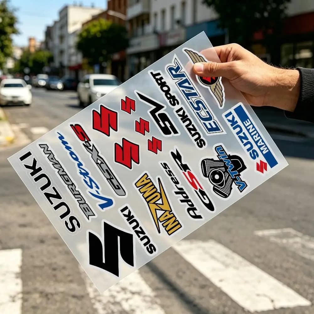 Adesivo Riflettente Universale per Suzuki, Segnalazione di Sicurezza per Auto, Moto, Bici, Casco, Altamente Riflettente e Impermeabile