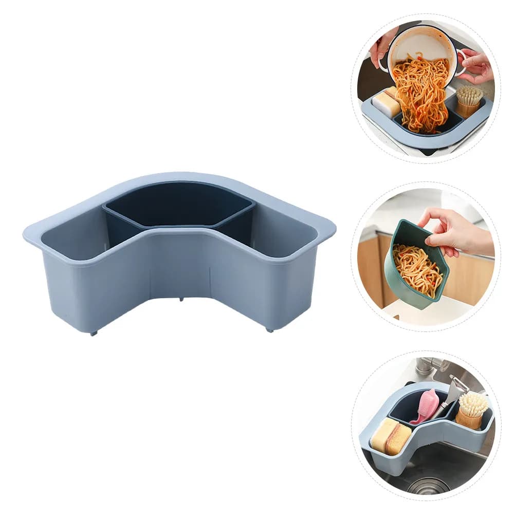 1 Pezzo Scaffale Multifunzionale per Rifiuti da Cucina, Supporto a Ventosa per Lavello, Cesto per Lavaggio Verdure, Organizzatore Filtro Alimenti