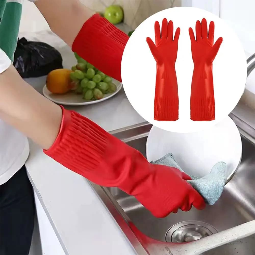 1 paio di guanti in gomma resistenti impermeabili, guanti protettivi extra lunghi e spessi, resistenti agli oli acidi, resistenti agli agenti chimici