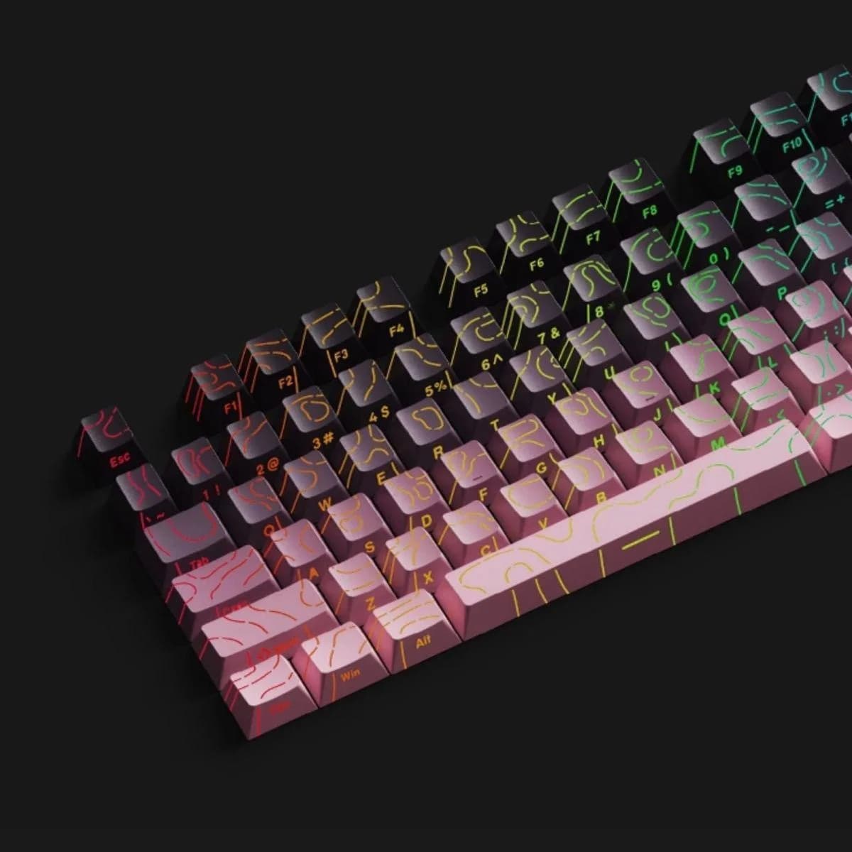 DIY Gradient Contour Side Engraved Keycap for PBT OME Height Light Transmission Keycaps for MX Mechanical Keyboards Accessories
