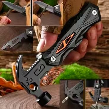 Outdoor EDC Multi-purpose Sheep Horn Hammer Portable Folding Multifunctional Aluminum Alloy Handle Combination Tool