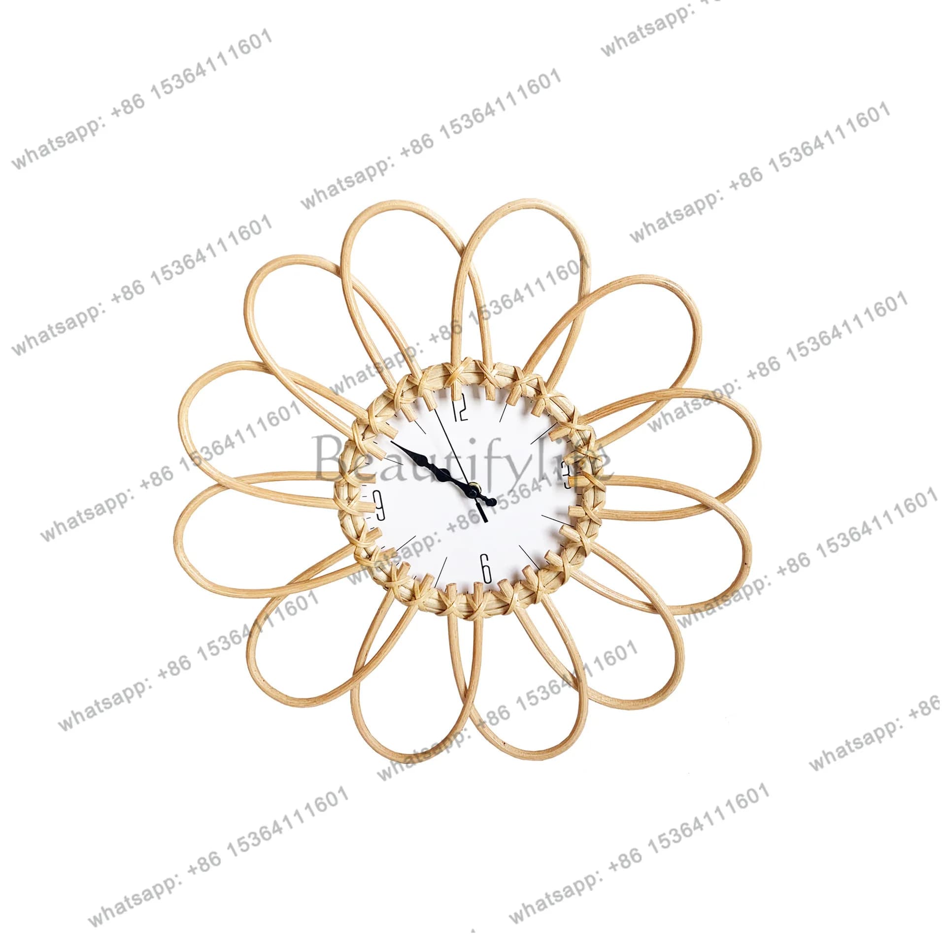 Modern Design Wall Clock Minimalist Light Luxury Flowers Cute Wall Clock Mechanic Round Hands Metal Reloj De Pared Home Decor