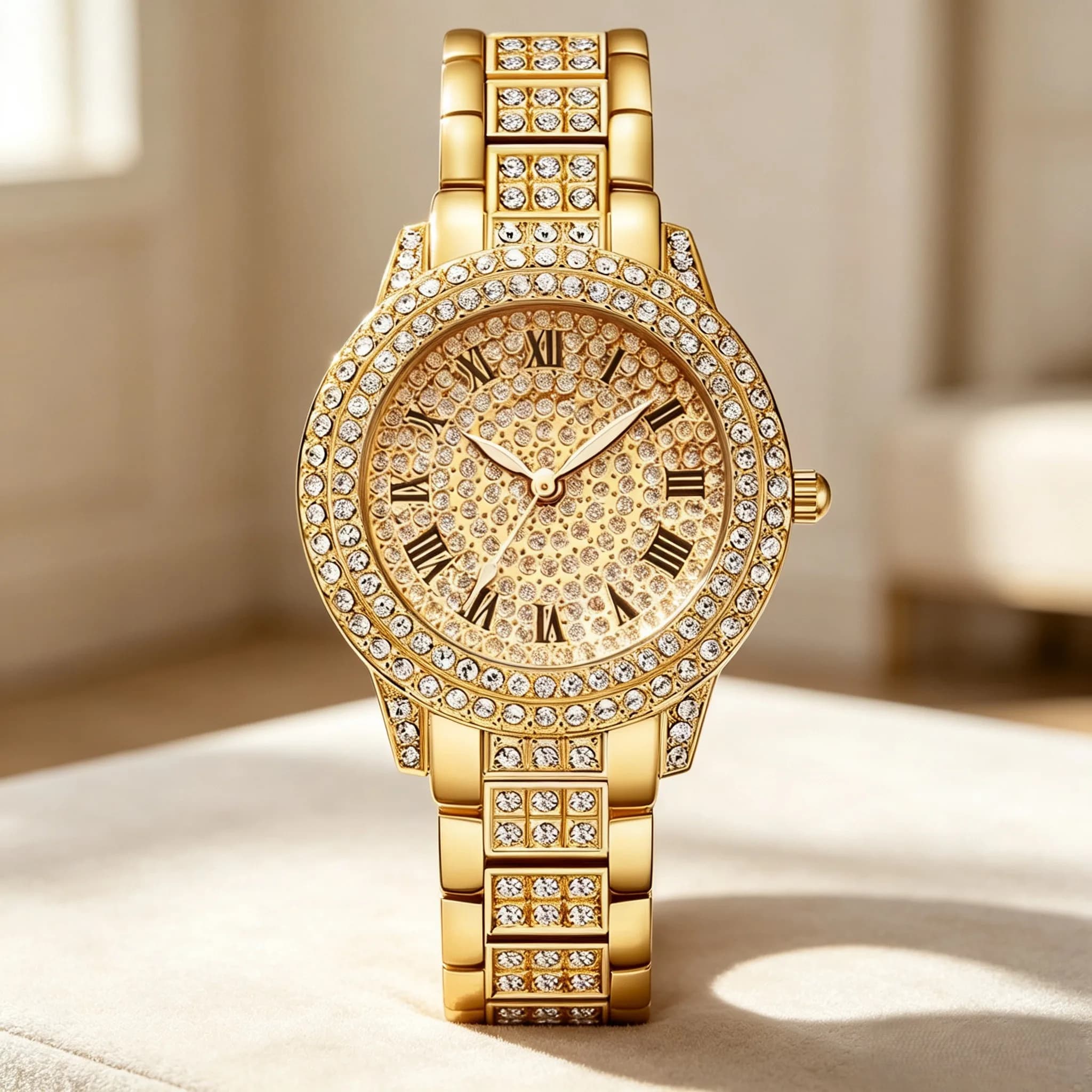 Elegant Women Zircon Crystal Quartz Bracelet Watch Shining Rhinestone Fashion Wristwatch, Ladies Clock Jewelry Accessory for Gir