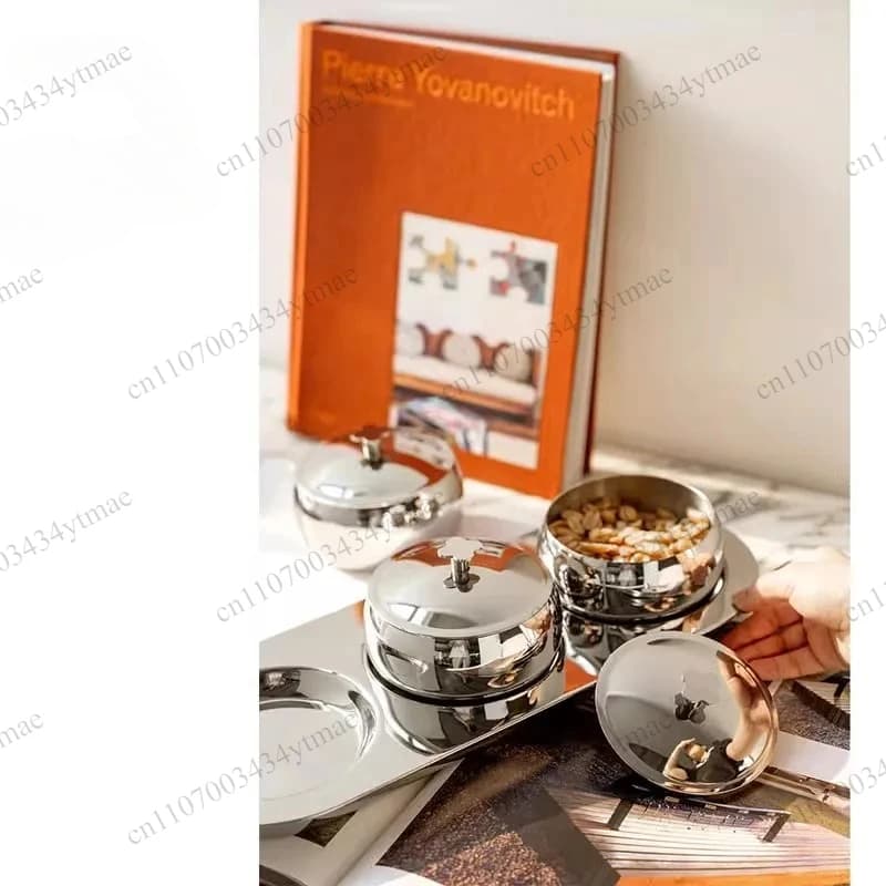304 Stainless Steel Light Luxury European Fruit Bowl Decorative Snack Tray For Dried Fruit Cookies Household Use