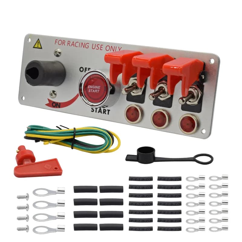 Pannello interruttori di accensione per auto da corsa 12V con avviamento a pulsante del motore interruttori a levetta 5 in 1 per Sport da corsa competitivi
