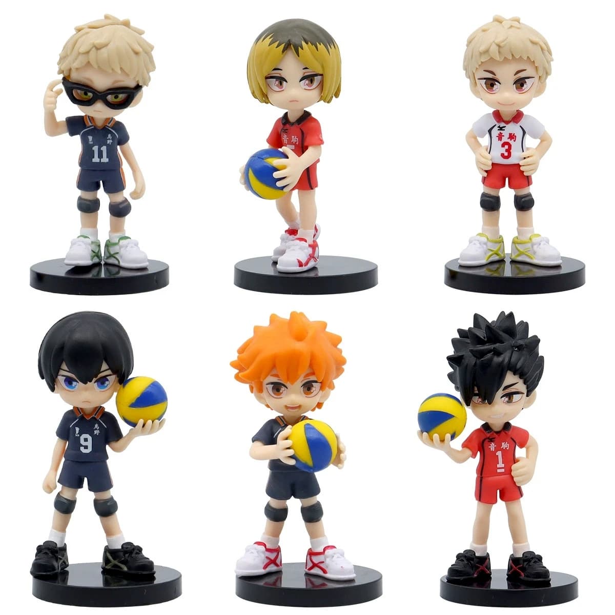 6 pezzi Anime Haigui Pallavolo Jun Gen PVC 9 cm Modelli di personaggi Giocattoli da collezione Serie regalo ispiratrice