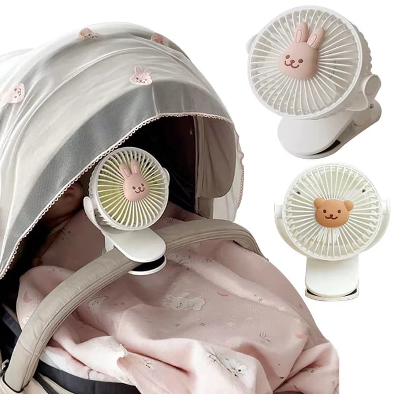 Ventilatore per passeggino, ventilatore portatile da esterno con clip per bambini, ventilatore elettrico ricaricabile USB con clip, per casa, 3 velocità