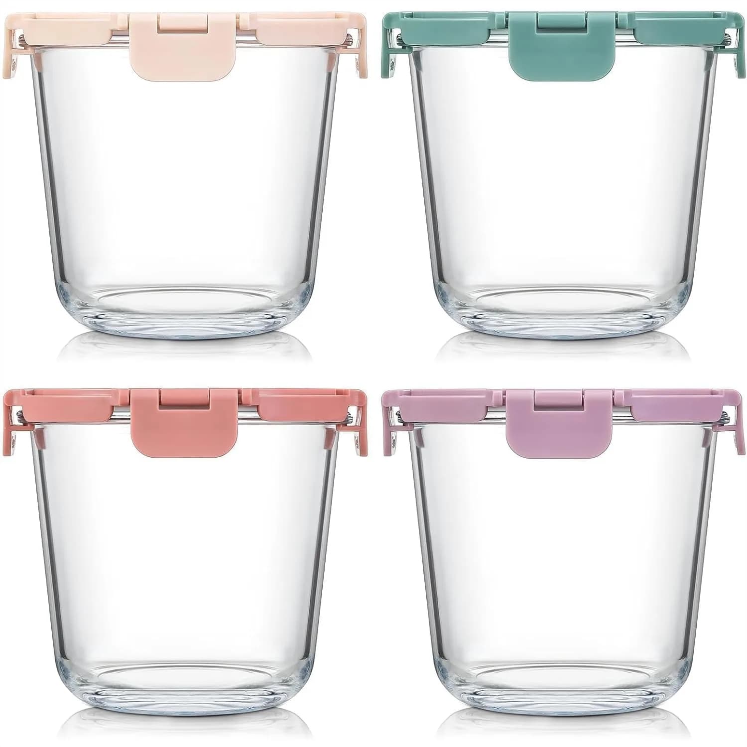 6 Set di Contenitori in Vetro Borosilicato da 3 Tazze con Coperchi per Zuppe, Avanzi, Pranzo, Avena, Insalate e Alimenti Pronti