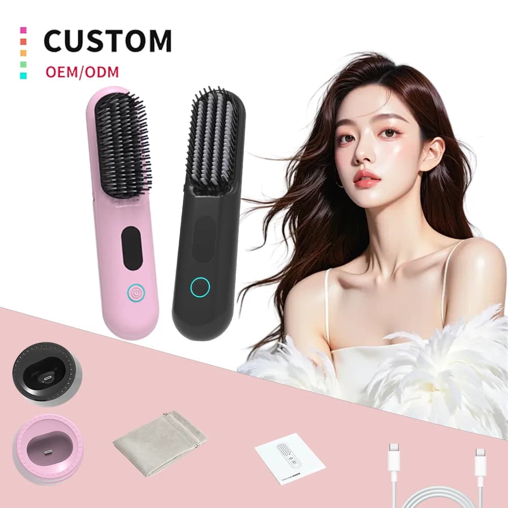 Professional smoothing comb Smart Library wireless with LCD display, rechargeable, for hairdressers and home use.
