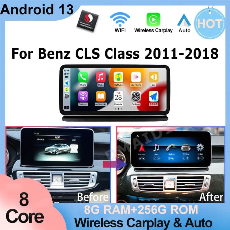 Qualcomm Android 13 Lettore video per auto Navigazione GPS per Mercedes Benz Classe CLS W218 Prezzo di fabbrica Auto Radio Stereo CarPlay 4G
