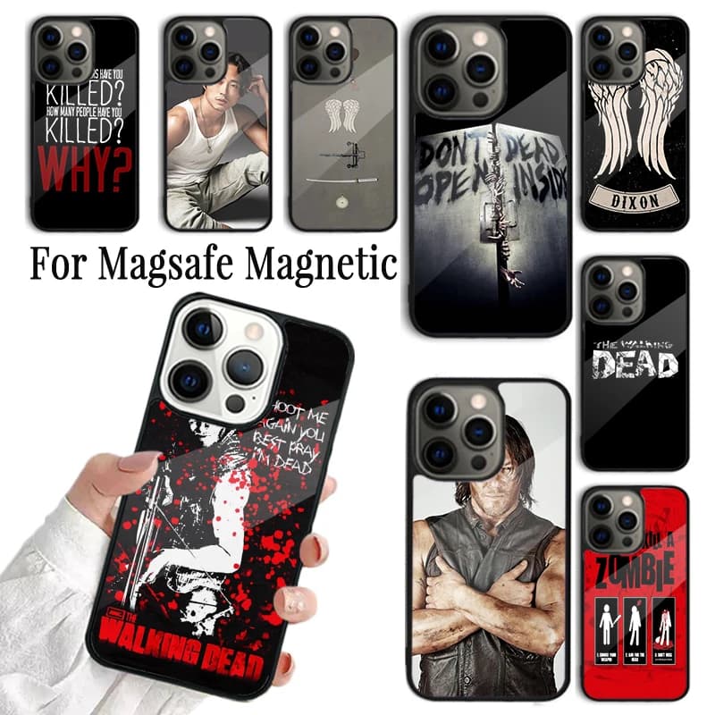 Cover per iPhone The Walking Dead Hero per iPhone 17 AIR 16 15 14 13 12 11 Pro Max Plus, custodia magnetica wireless Magsafe