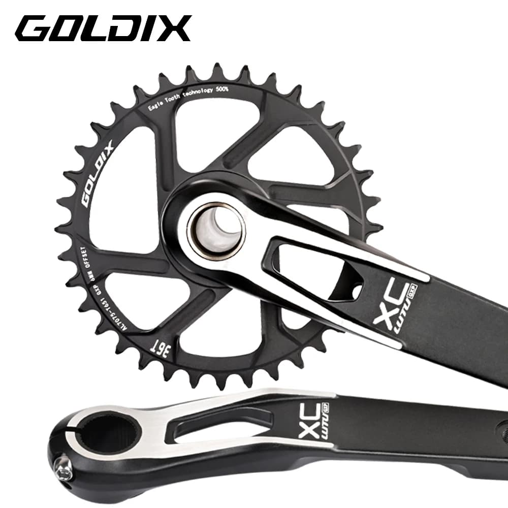 Corona per bicicletta GOLDIX denti larghi e stretti 30/32/34/36/38T ruota dentata per Sram 3-Bolt guarnitura per bicicletta disco singolo