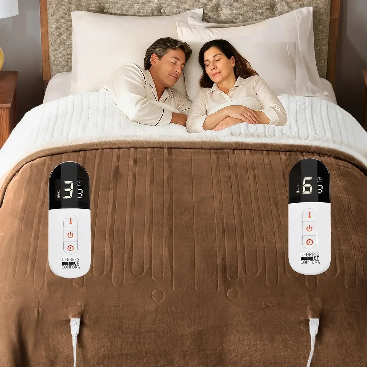 Coperta Elettrica Sherpa Soft a Doppio Controllo, Misura King Size, Coperte Riscaldanti | Lavabile | Spegnimento automatico da 1 a 10 ore | Doppia zona, 6
