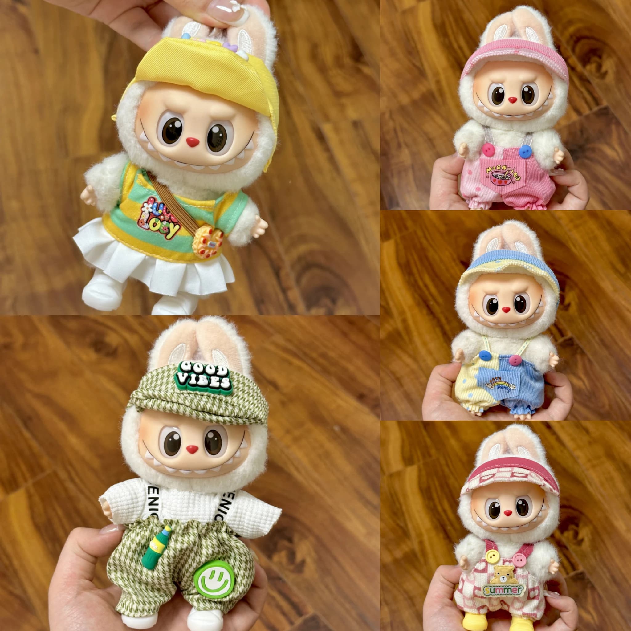 17 centimetri Mini Peluche Vestiti della Bambola Vestito Accessori Per La Corea Kpop Labubu Idol Seduta Partito V1 V2 Autunno tutina cappello set Abbigliamento