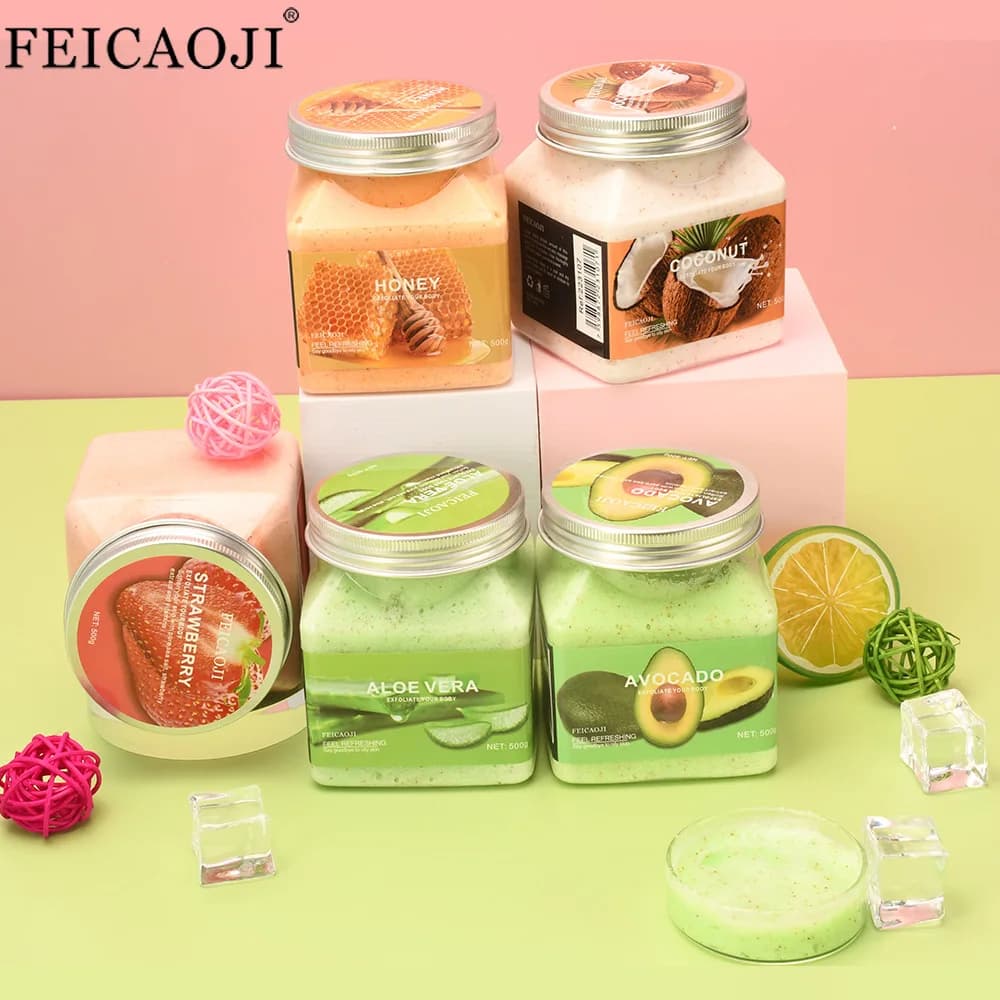 500g Sea salt scrub raspberry strawberry avocado coconut bamboo charcoal scrub cleansing whitening exfoliation use in the bath