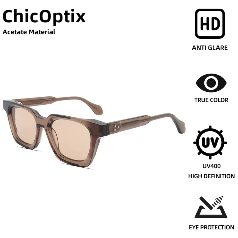 ChicOptix Retro Square Occhiali da sole da donna Uomo Luxury Rivet Design Occhiali da sole da guida Montatura in acetato UV400 Gafas De Sol Mujer