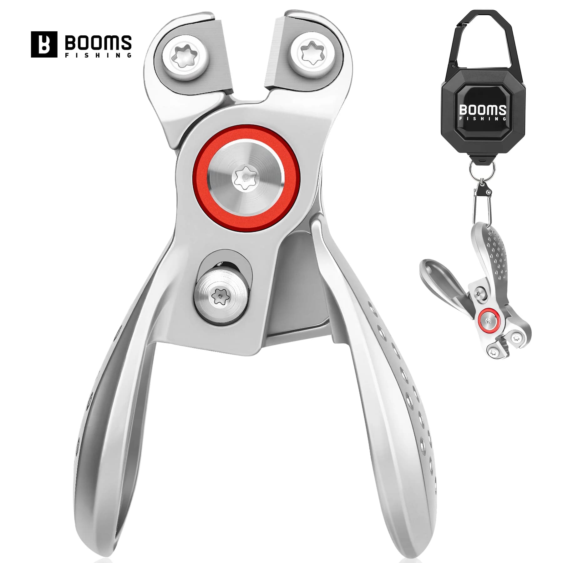 Booms Fishing Mini Forbici da pesca con taglierina in acciaio inossidabile per pesca con lenza mono fluoro intrecciata con blocco di sicurezza