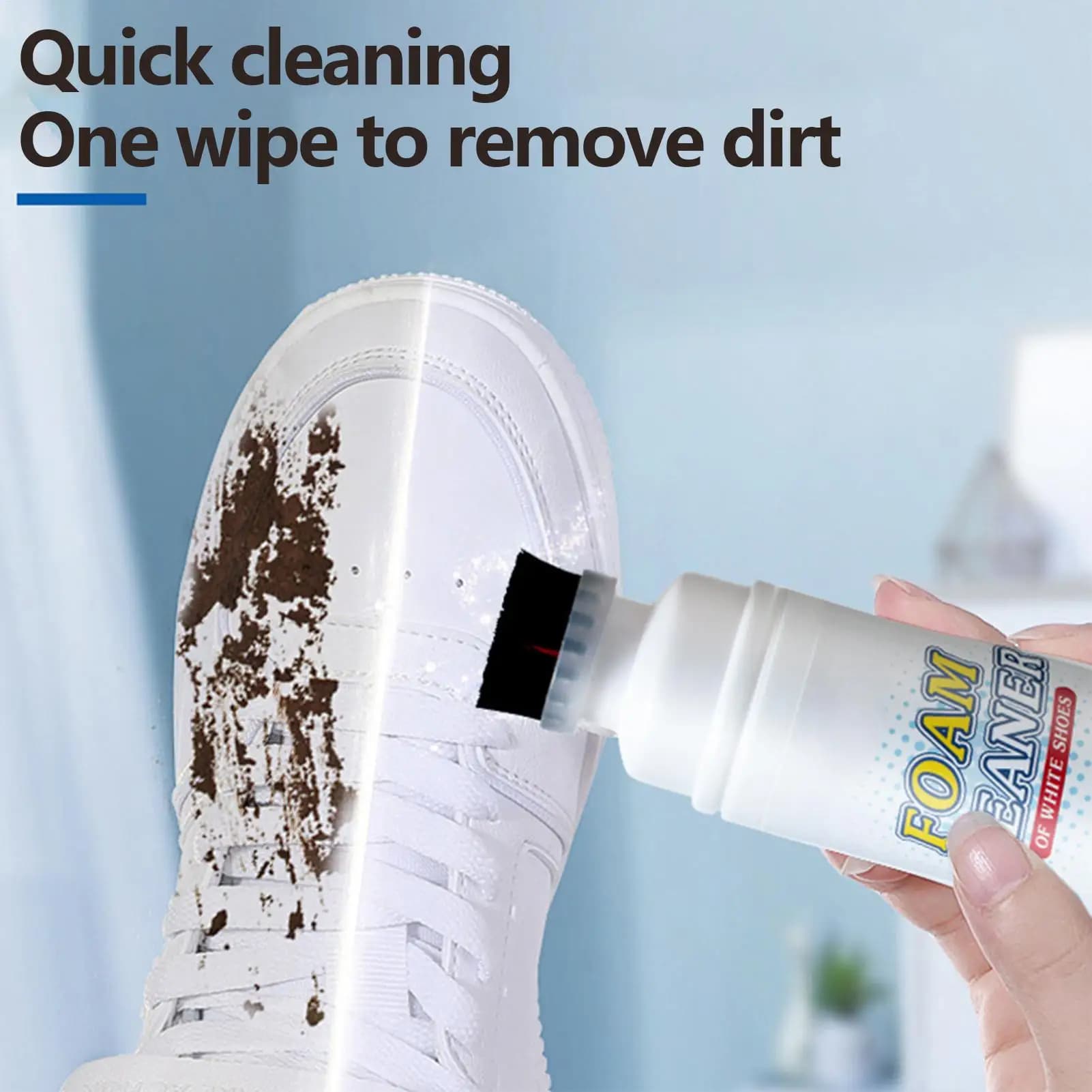 Detergente per Sneaker in Schiuma 100ml per Scarpe Bianche, Stivali, Pulizia Tela, Spray Rimuovi-Macchie, Elimina Sporco, Grigiose e Ingiallimenti