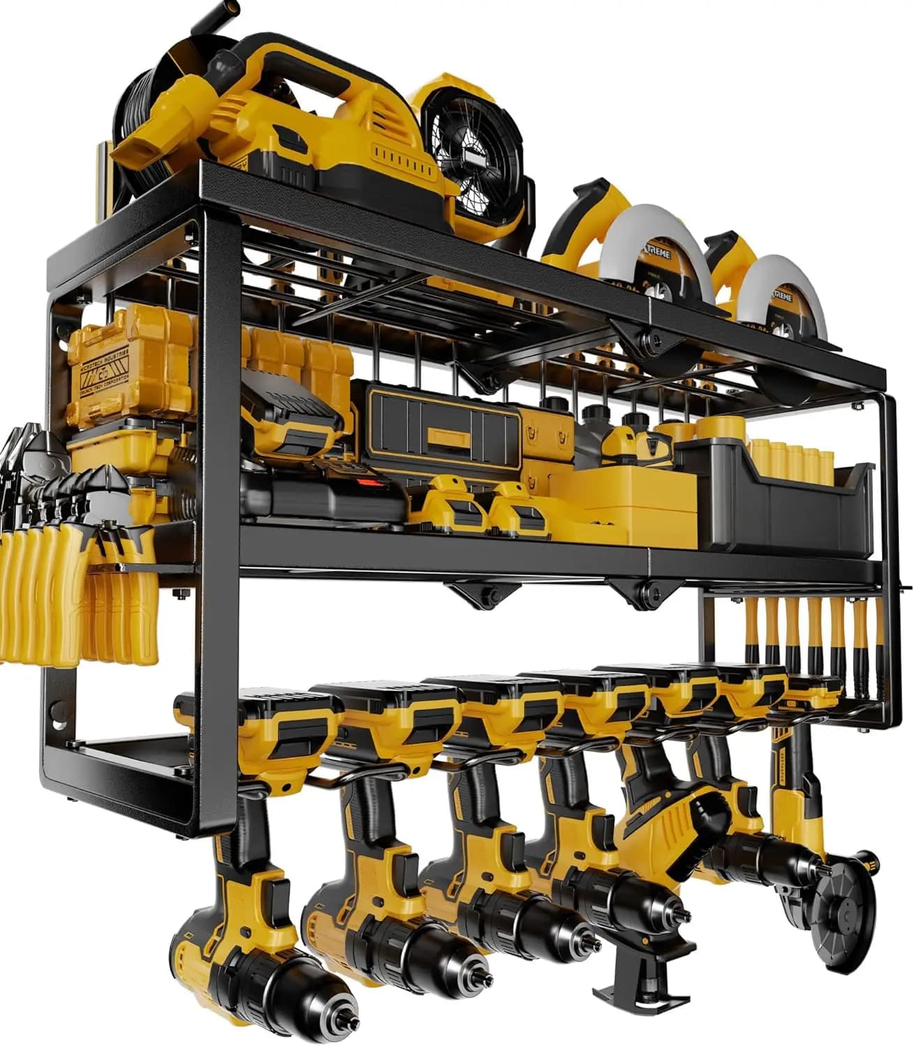 Existing Metal Tool Holder with 7 Supports for Trapani, Garage and Workshop Wall Organizer