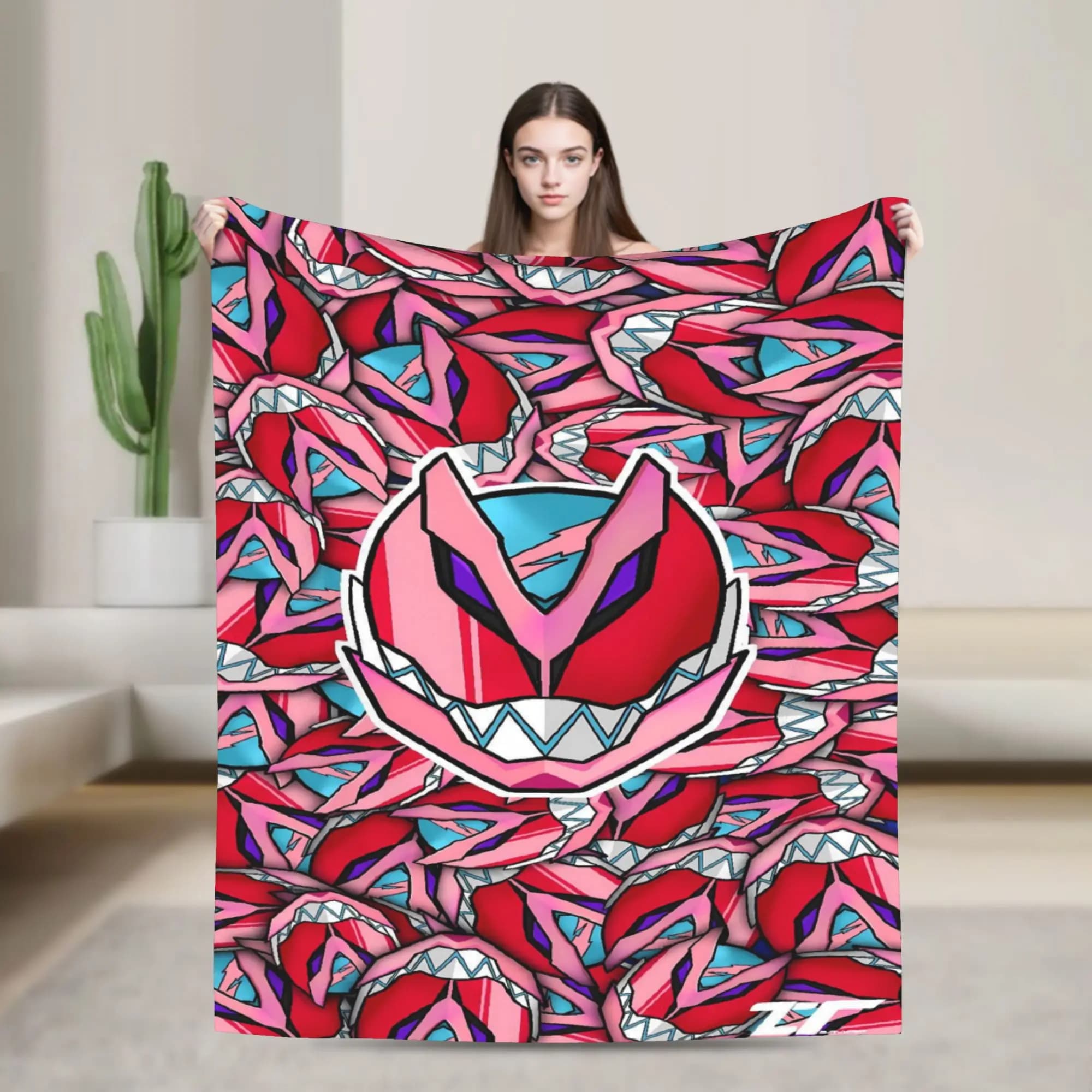 Magenta Helmet Print Kamen Rider Blanket Warm Plush Throw Blanket For Couch Chair Sofa Bed Travel Flannel Bedspread Bed Cover