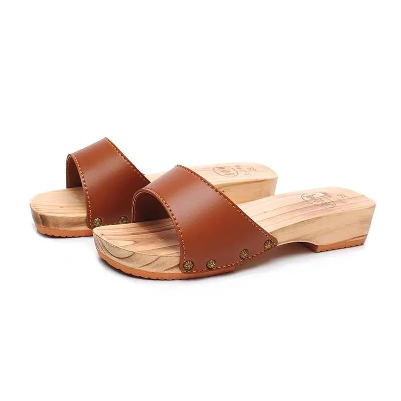 Women Wooden Slippers Summer Japanese Wooden Geta Women's Flat Clogs Women's Thick Sole Sandals