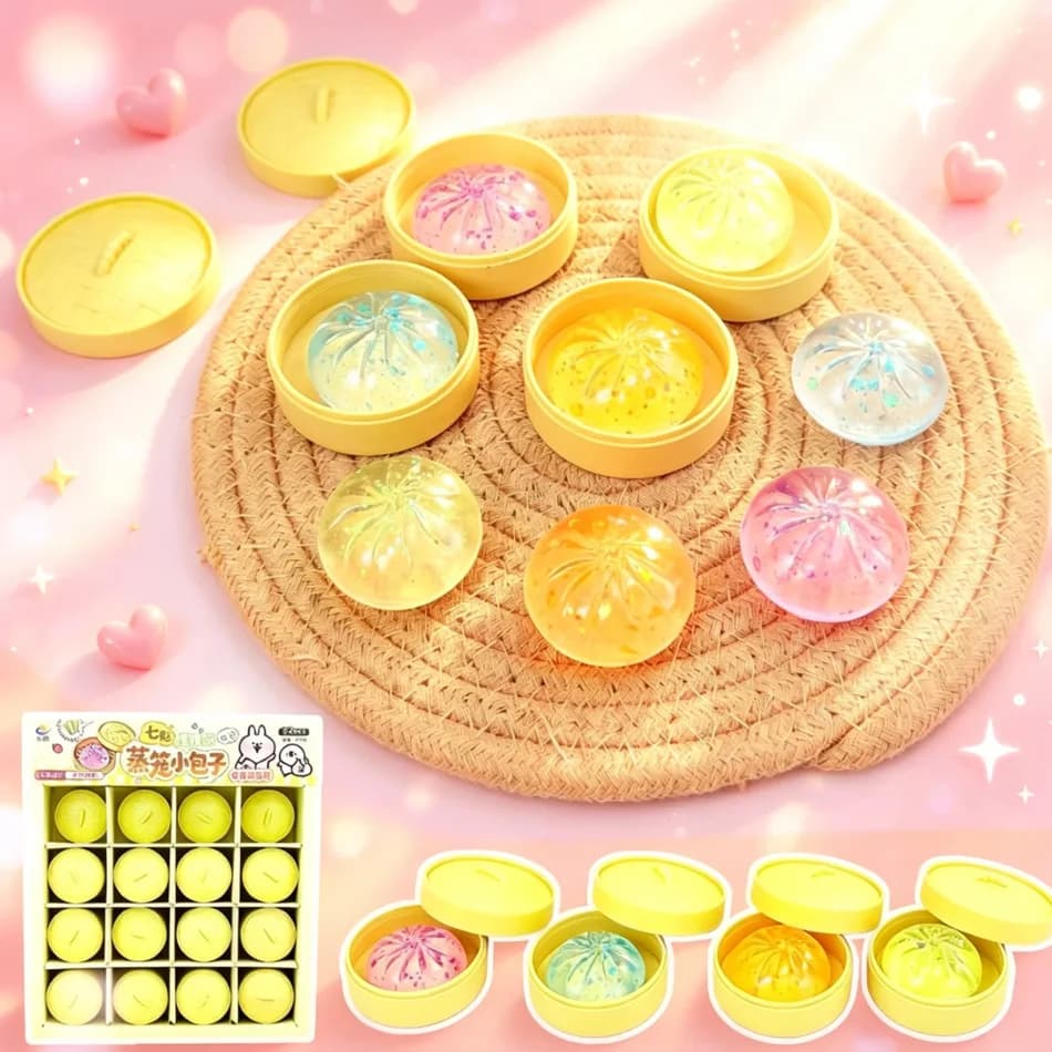 1–10 Pcs Dumpling Squishy Maltose Texture Glitter Blind Box, Slow Rebound Stress Relief Toy, Steamer Pack Hidden Bun Design