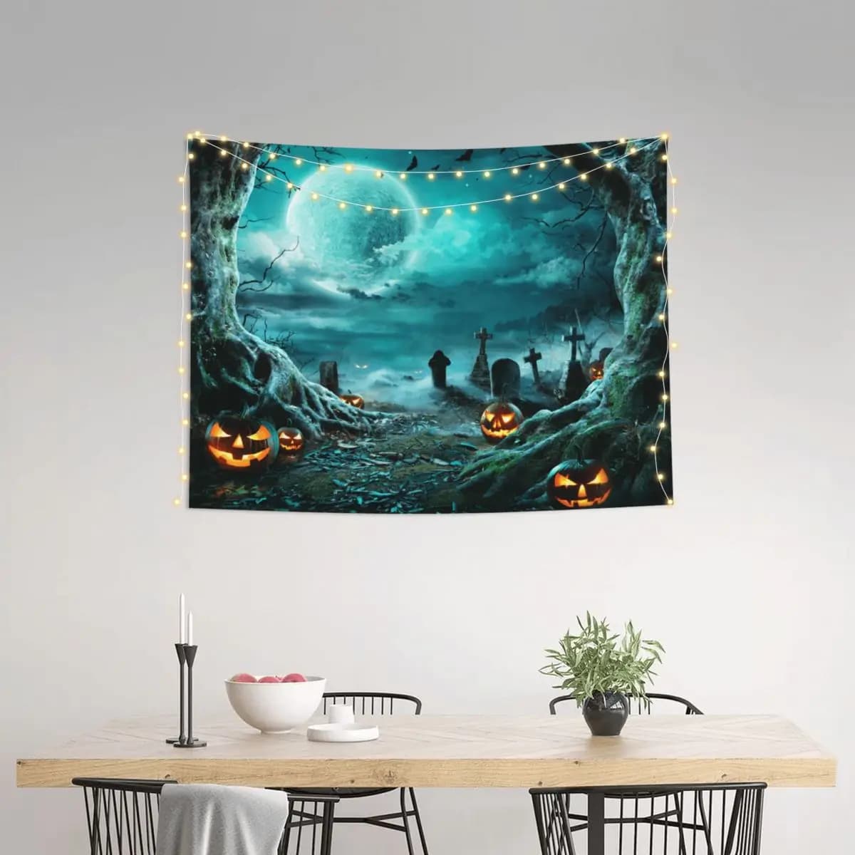 Halloween Horror Night Tapestry Hippie Fabric Wall Hanging Pumpkin Room Decoration Yoga Mat Retro Tapestries