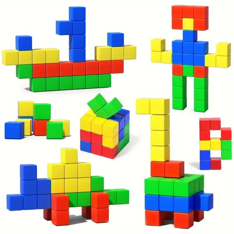Giocattoli per bambini con piastrelle cubiche magnetiche, giocattoli da costruzione per modellismo magnetico per bambini piccoli, apprendimento prescolare, giocattoli sensoriali STEM, creatività