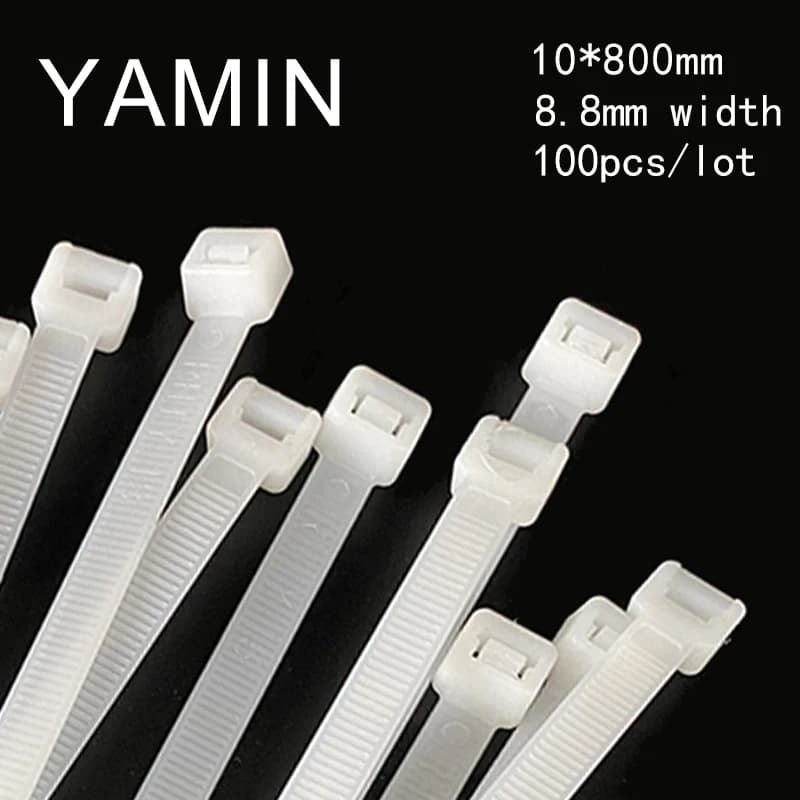 10*800mm Standard nazionale Nylon Zip fascetta fermacavo plastica fibbia fissa tipo di blocco etichetta segno 8.8mm larghezza nero/bianco 100 pz/lotto