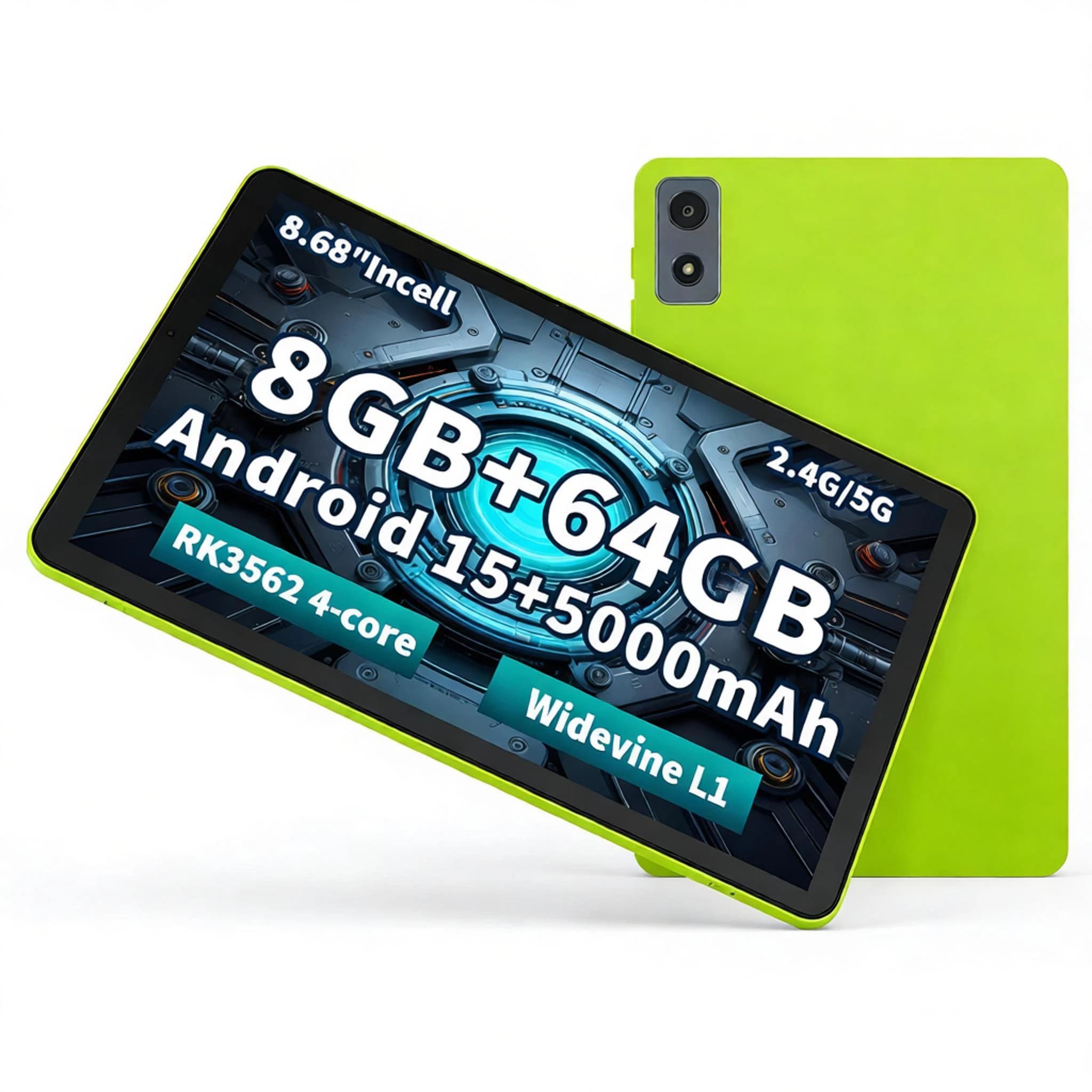 ANRY Student Tablet 8.68 inch Android 15 Learning Tablet 8GB RAM 64GB ROM Quad Core WiFi Bluetooth IPS Dual Cameras Google Play