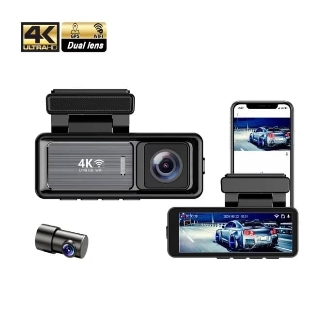 Dual Lens Wifi Gps Dash Camera Front And Inside Car Black Box 4k Dashcam Car Dvr Car Camera 4k DashCam