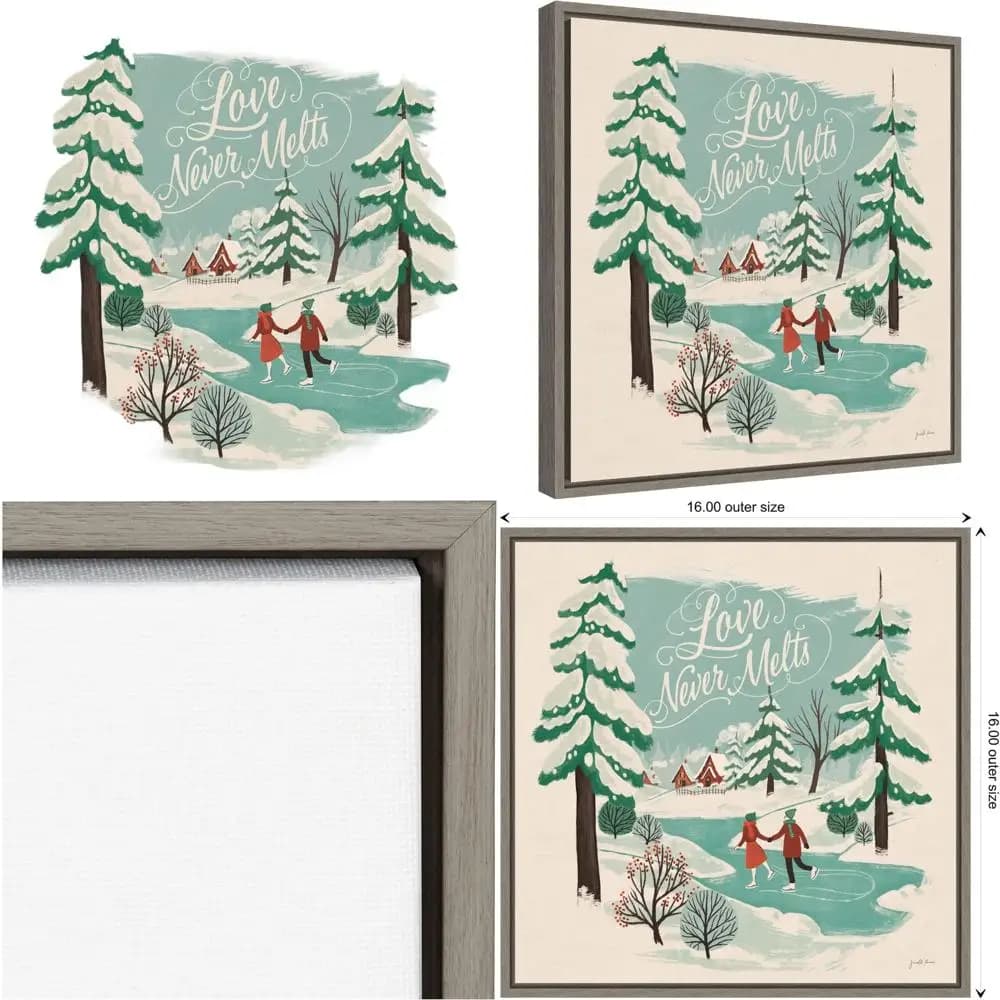 Tela di pattinaggio su ghiaccio 16x16 di Janelle Penner - Winter Bliss, stile rustico fattoria, ideale per soggiorno o camera da letto