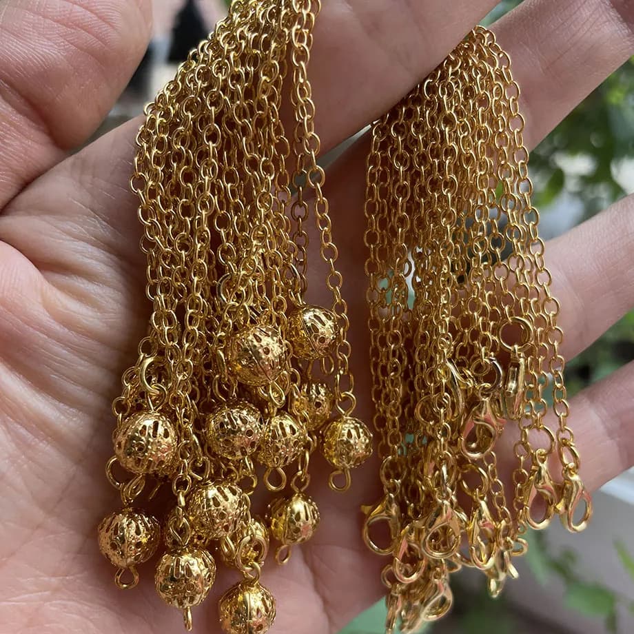 20 pz/lotto catene di pendoli sfusi Color oro artiglio di aragosta all'ingrosso 7 Chakra catena di perline di pietra di cristallo per pendolo fai da te X037