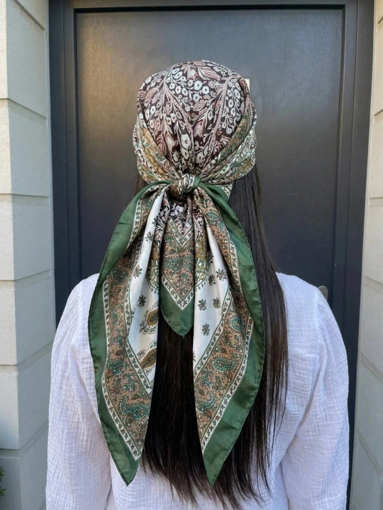 1pc Pink Minimalist Printed Satin Square Scarf, Spring New Fashion Women's Hair Accessory Scarf, Can Be Used As Belt, Ribbon, Hairband Or Headscarf