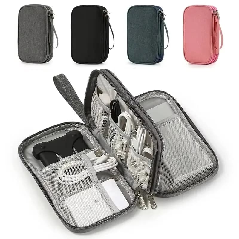 Borsa portaoggetti impermeabile per cavi dati, custodia portatile da viaggio per cavi, cavi USB, caricabatterie e spine.