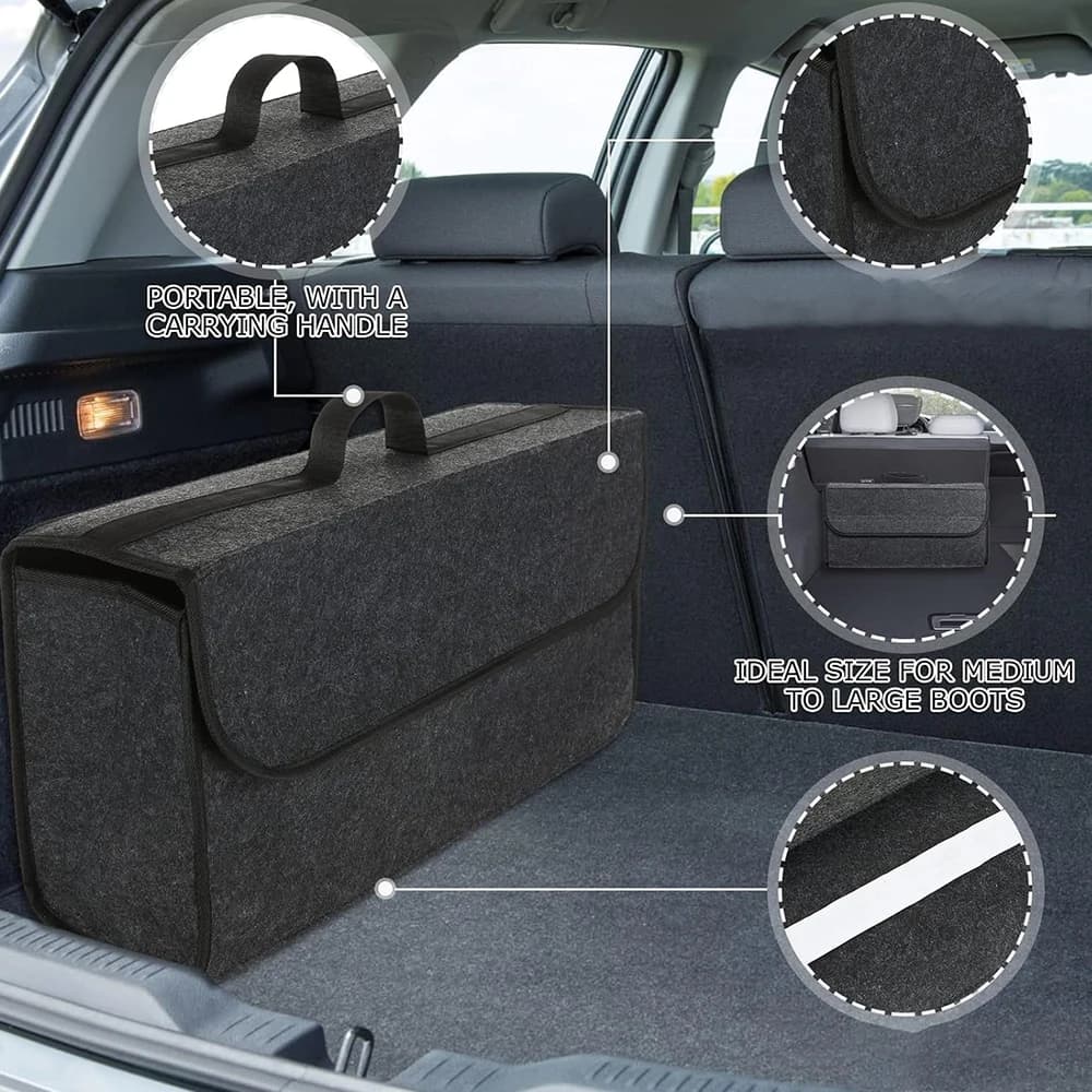 2 pezzi scomparto antiscivolo portaoggetti per bagagliaio strumento organizzatore borsa portaoggetti per auto organizer per bagagliaio per auto accessori per scatole di immagazzinaggio in feltro morbido
