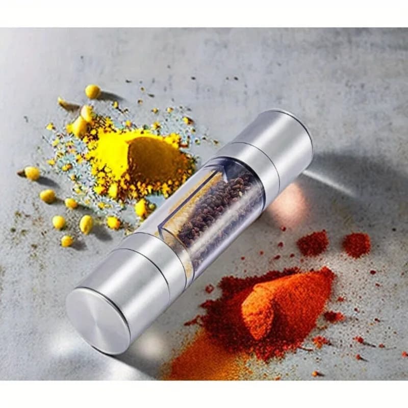 1pc 2in1 Macinapepe Per Uso Domestico Sale Marino Ginder In Acciaio Inox Macinaspezie Manuale Macina Sale Marino Spice Frantoio Riutilizzabile