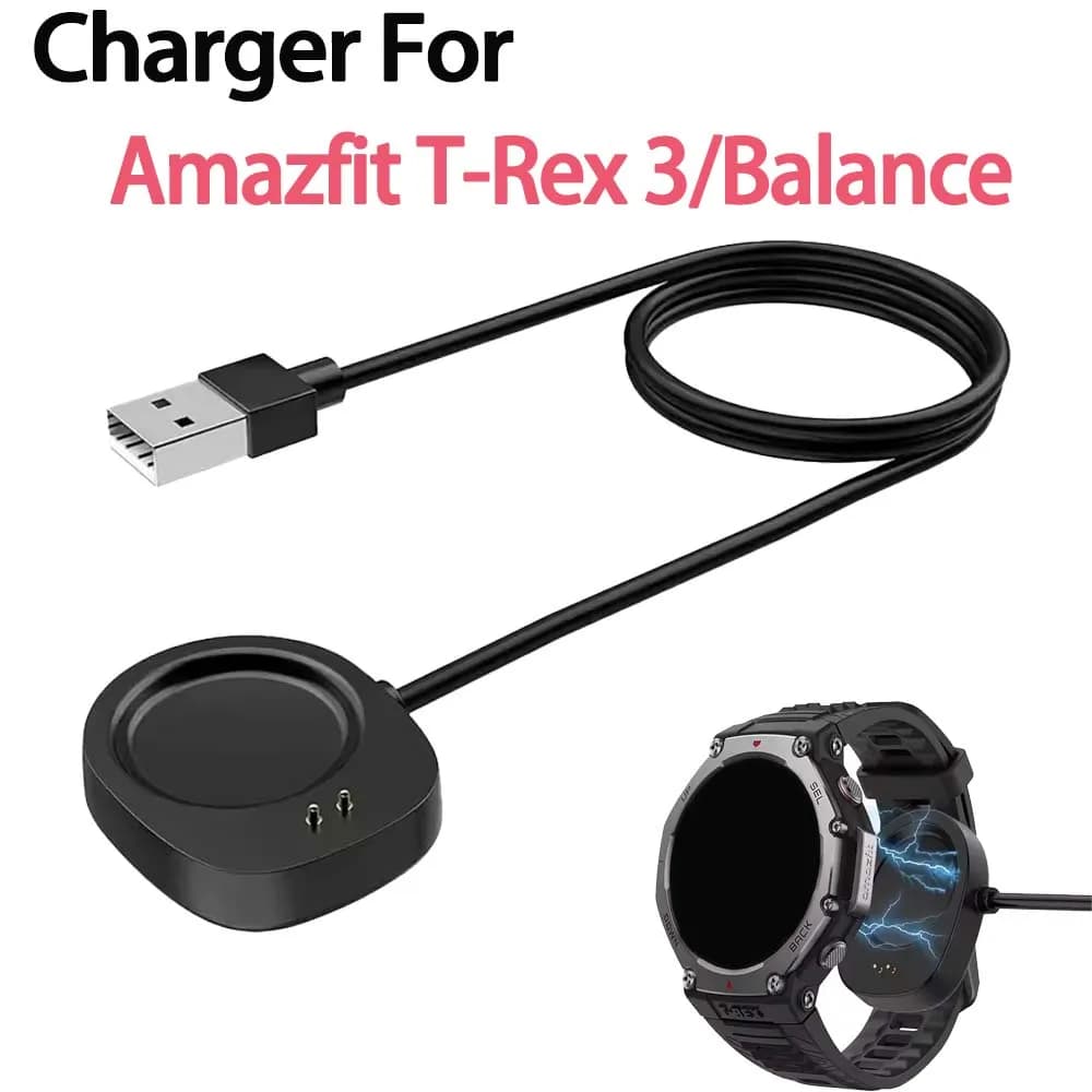 Replacement USB charging cable for Amazfit T-Rex 3/Balance 2/1 smartwatch