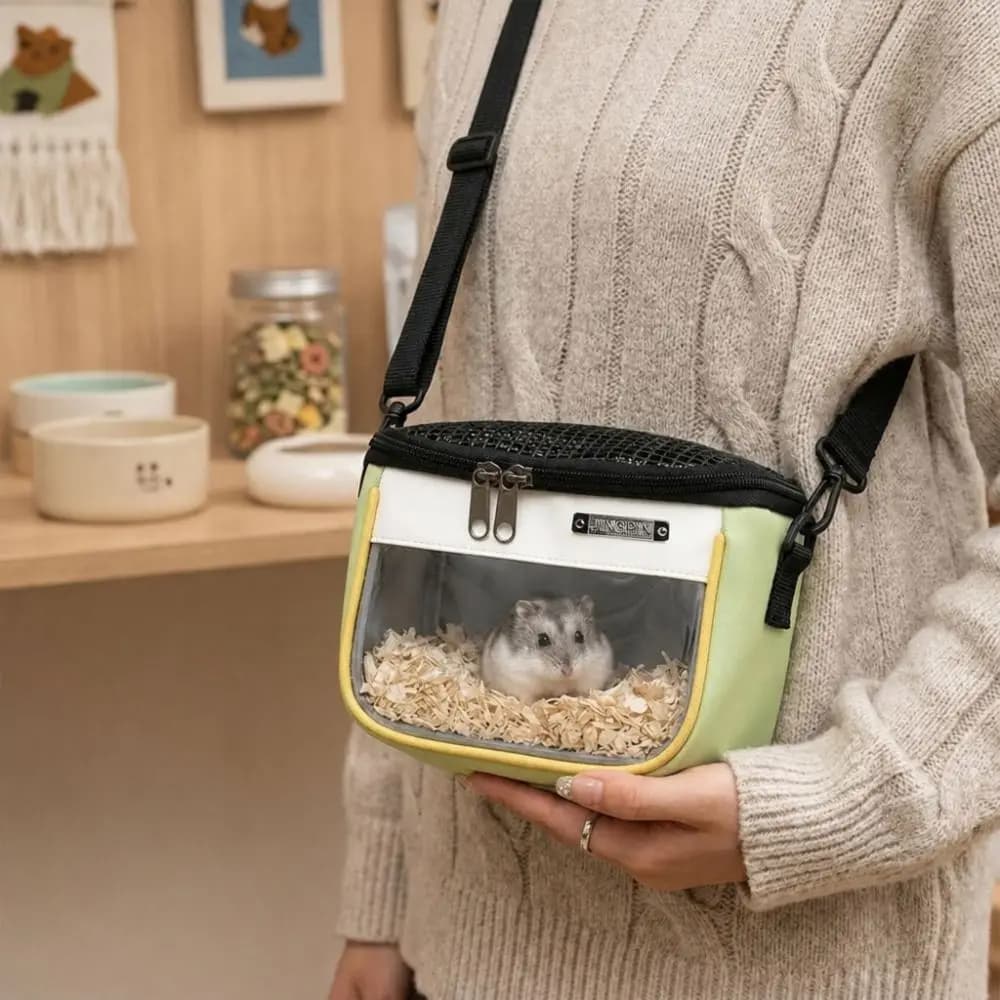 Breathable Small Pet Carrier Bag Ventilated Travel Use Hamster Shoulder Bag Adjustable Portable Hedgehog Gecko Carry Pouch